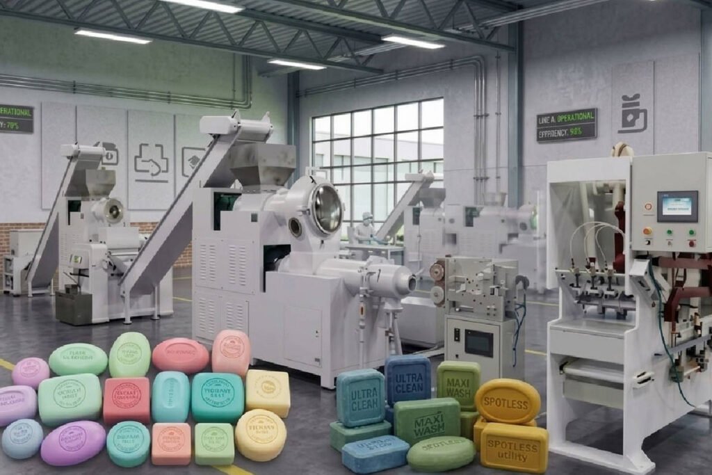 Large-scale toilet soap and laundry soap production line for heavy-duty dual soap manufacturing