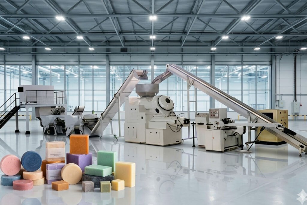 Medium-scale toilet soap production line machinery for high throughput soap bar manufacturing