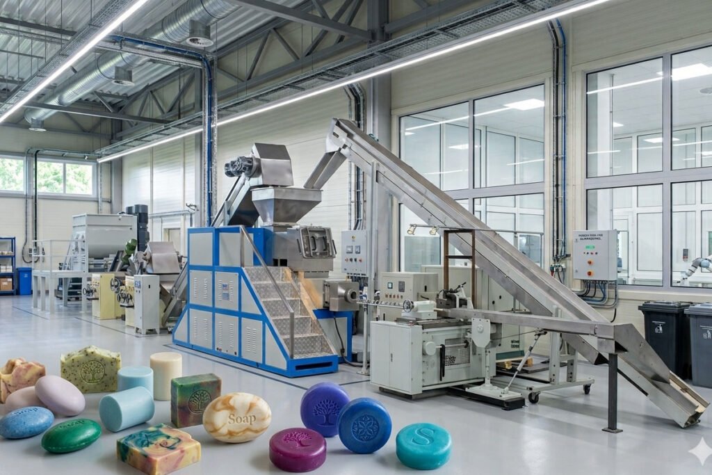 Small and medium scale toilet soap production line machinery for automatic soap bar processing